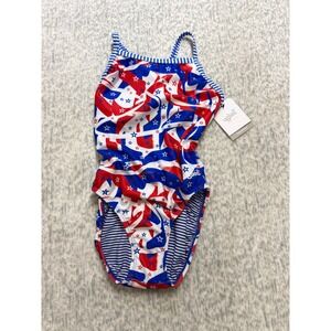 Dolfin Uglies Womens 1 Piece Swimsuit DS0510D20D Patriotic Stars Stripes Size 34